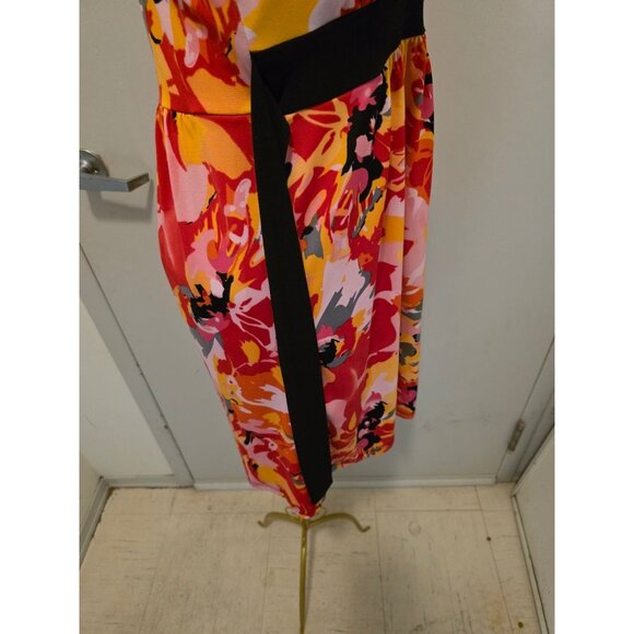 Poet Spaghetti Straps Floral Print Dress Size M Colorful V-Neck - Picture 13 of 16